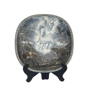 Beautiful Vintage Snow Rider Collector’s Plate With Stand